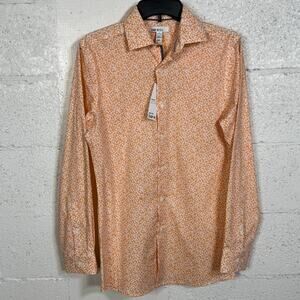 Bar III Men's Slim-Fit Wave Floral Dress Shirt, Apricot 14-14.5  32-33 $70